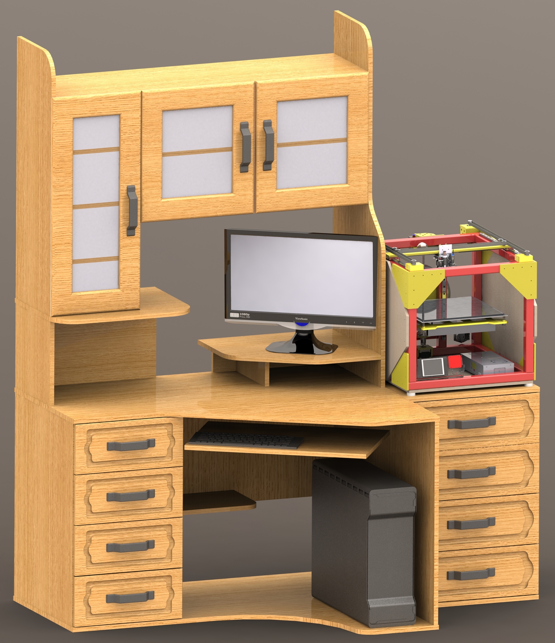 电脑桌和管道3D打印机